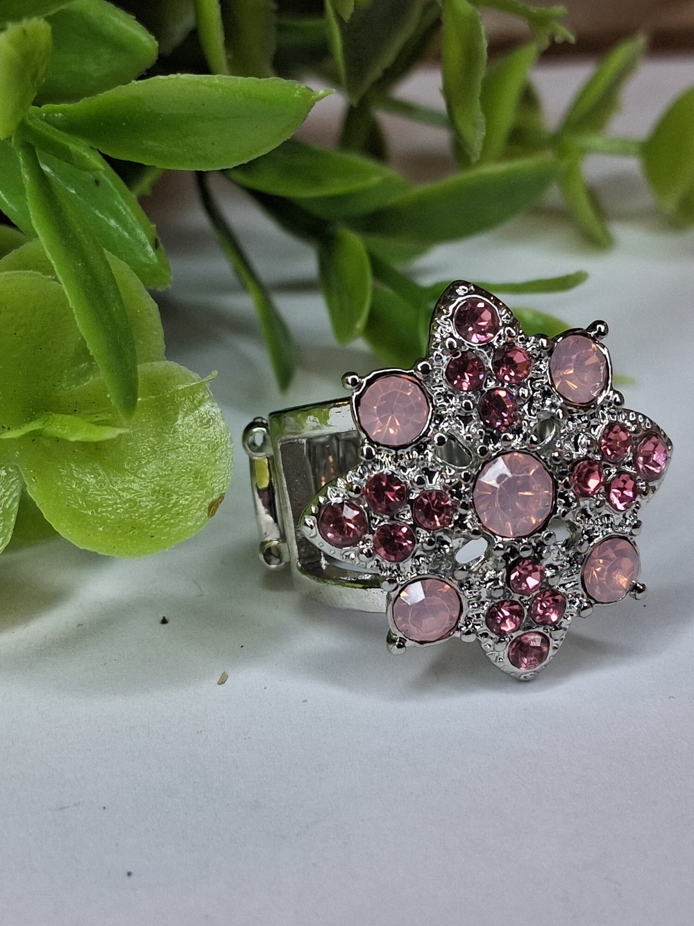 Pink Rhinestone And Opalescent Statement Ring - Picture 3 of 4